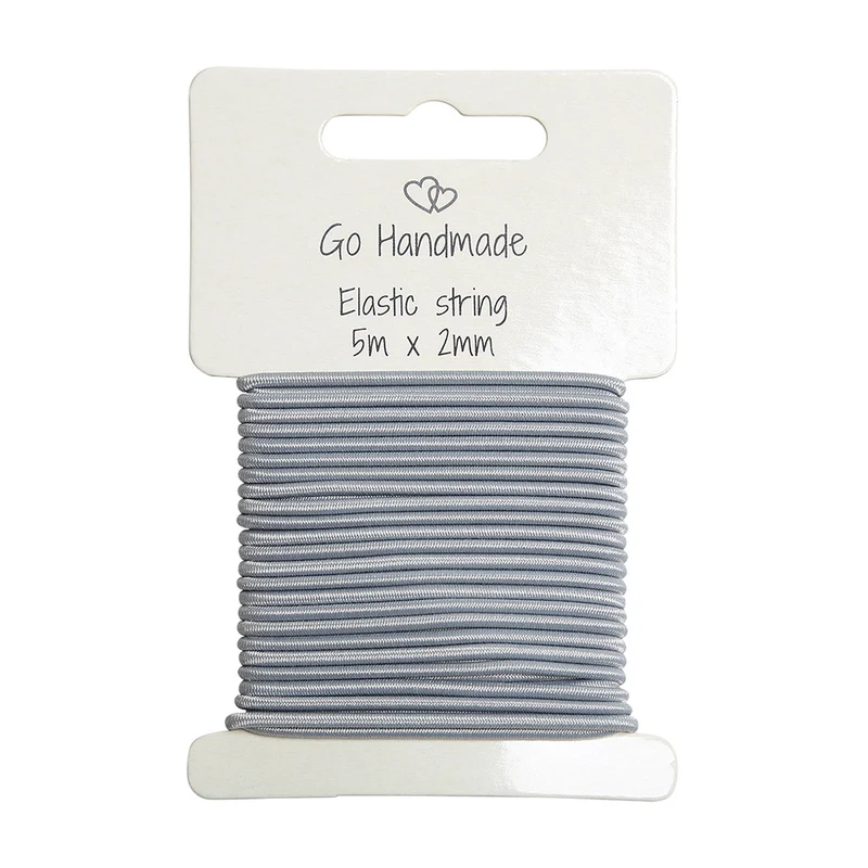 Go Handmade Elastisch Koord 5 m x 2 mm Grijs / Blauw