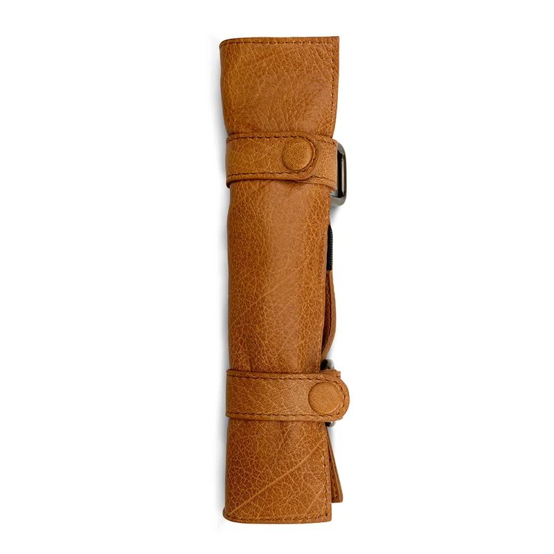 MUUD Carita E - Whiskey Handgemaakt leren etui small 21 x 12 cm