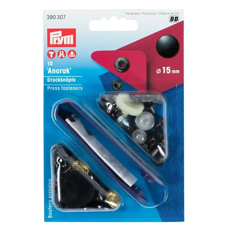 Prym Naaivrije Drukknopen Anorak 15 mm 04 Zwart