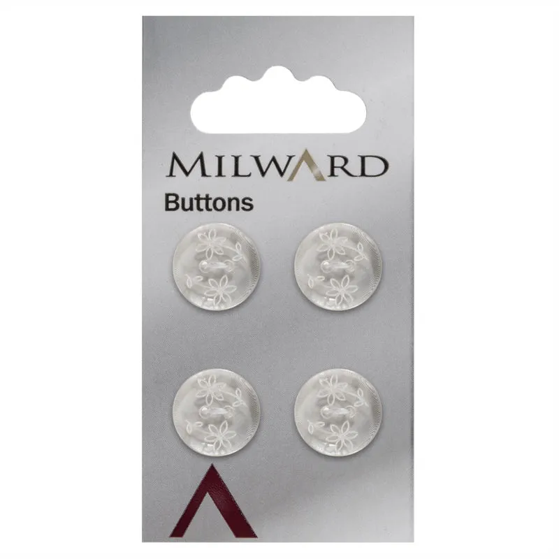Milward Knoop Transparant met Bloemenwerkje 15mm (4 stuks)