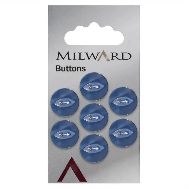 Milward Parelmoer Knoop Rond met Ellips Blauw 13mm (8 stuks)