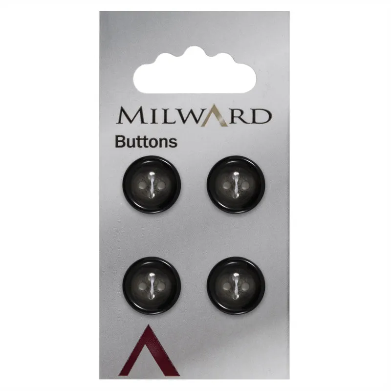 Milward Glans Knoop Zwart/Grijs 15mm (4 stuks)