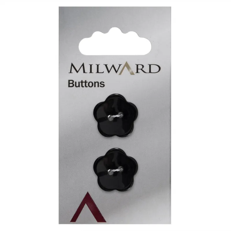 Milward Knoop Bloem Zwart 20mm (2 stuks)