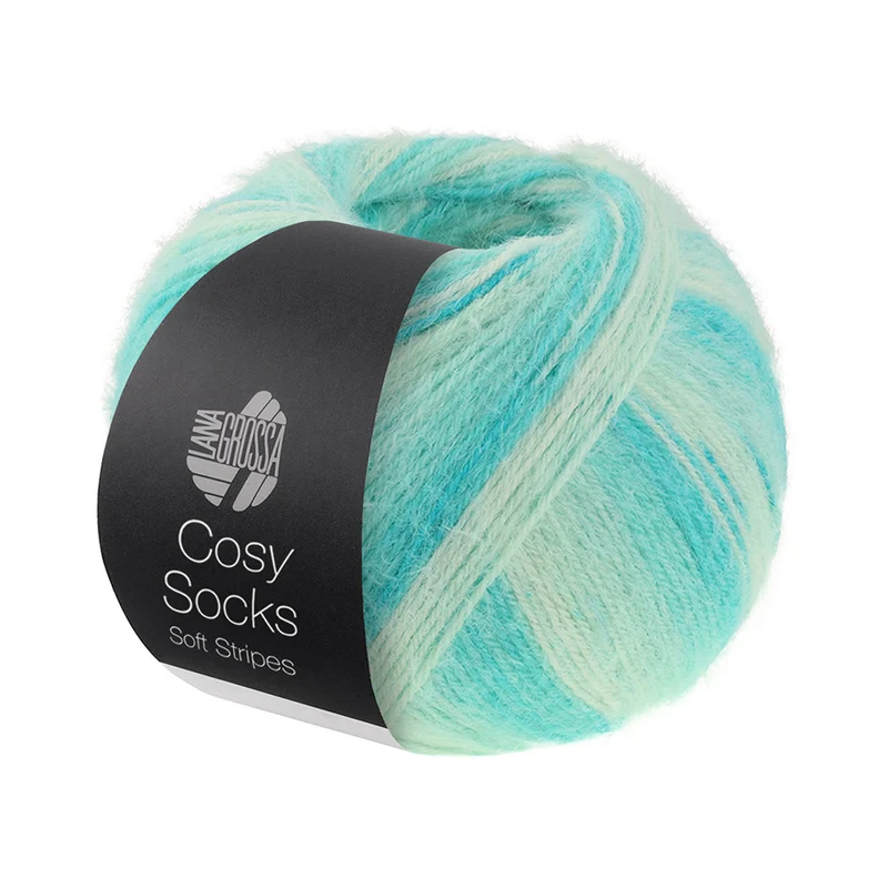 Lana Grossa Cosy Socks Soft Stripes 102 Jade/Licht-/Witgroen/Ruw wit