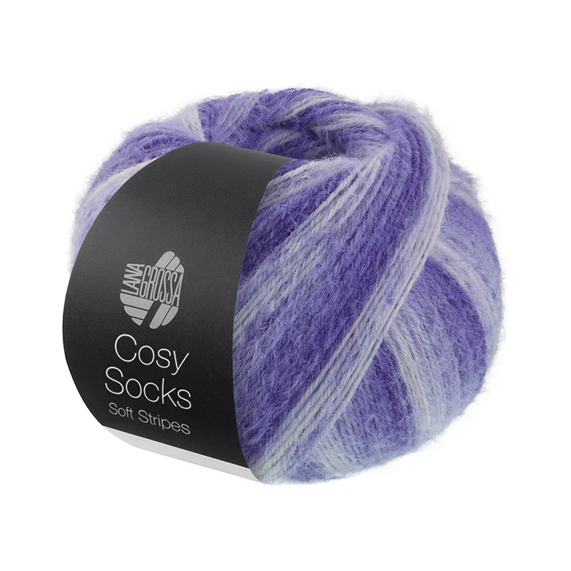 Lana Grossa Cosy Socks Soft Stripes 101 Blauwviolet/Violetblauw/Zachtviolet/Wit