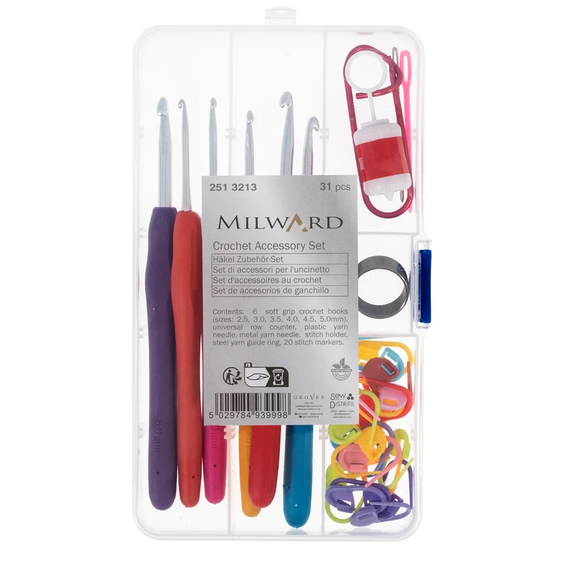 Milward haak-accessoireset haaknaalden & handige tools in box