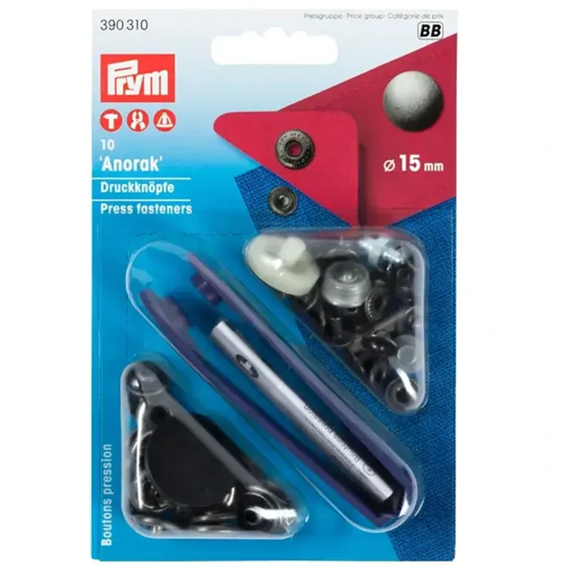 Prym Naaivrije Drukknopen Anorak 15 mm 05 Oudijzer