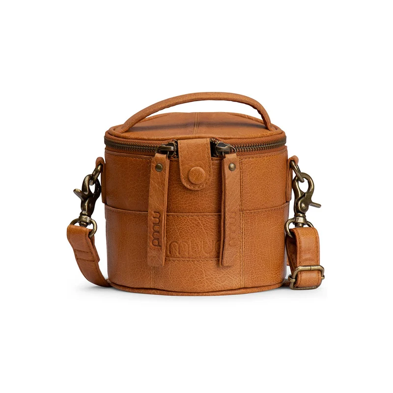 MUUD Saturn mini Whisky - Handgemaakt leren kleine tas 13xØ14cm