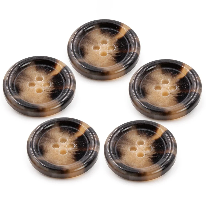 PPY Knopen Glanshoorn-Effect Set 5 Stuks 20 mm 2170 Donkerbruin
