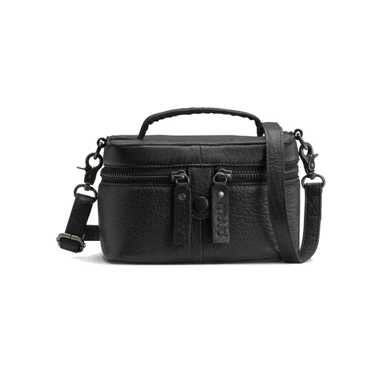 MUUD Lexi Mini Black - Handgemaakt leren mini tas voor diverse projecten 18x11x11cm