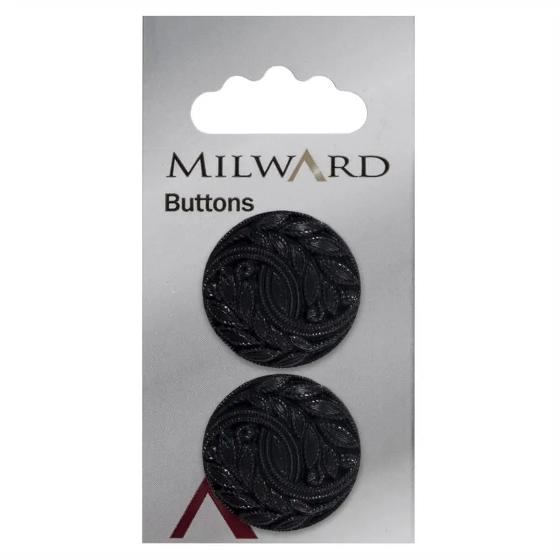 Milward Knoop Metaal Blauw/Zwart Bladpatroon 27 mm (2 stuks)