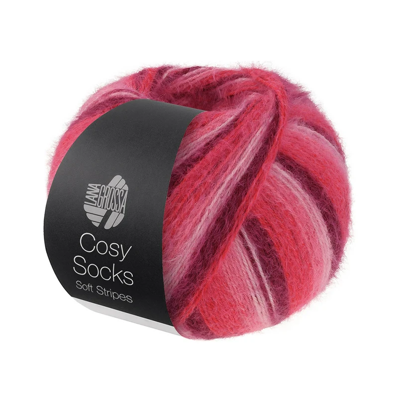 Lana Grossa Cosy Socks Soft Stripes 105 Bordeaux/Roze/Framboos/Pink
