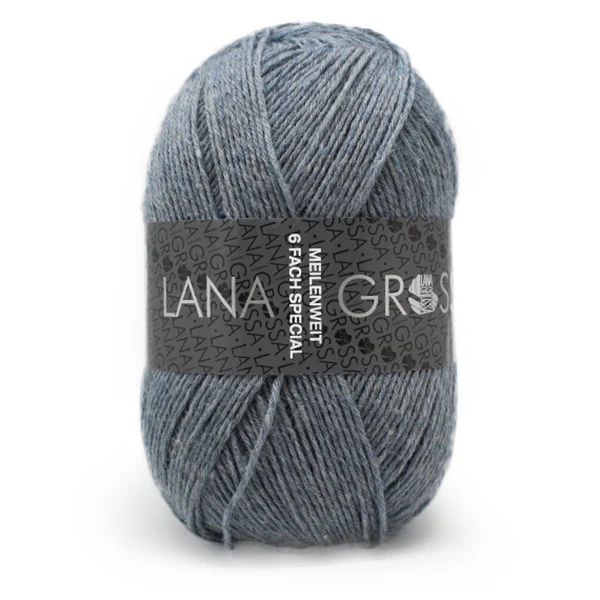 Lana Grossa Meilenweit 6-Fach 150 Mélange 9226 Grijsblauw gemêleerd