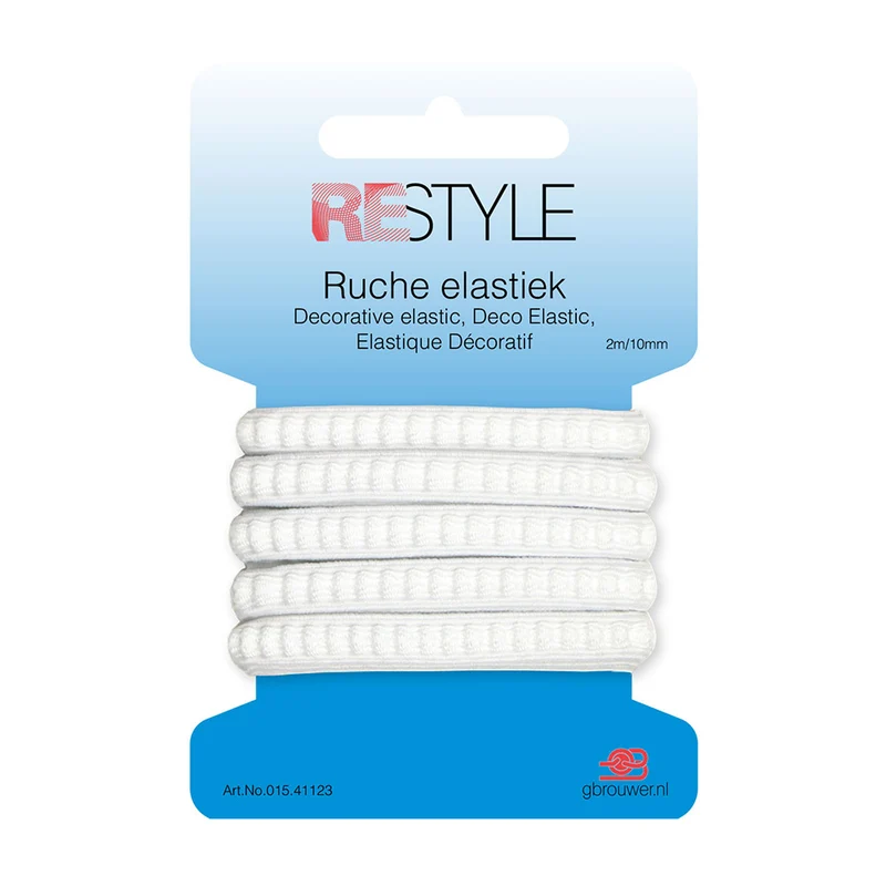 Restyle Ruche Elastiek 2m/10mm Wit