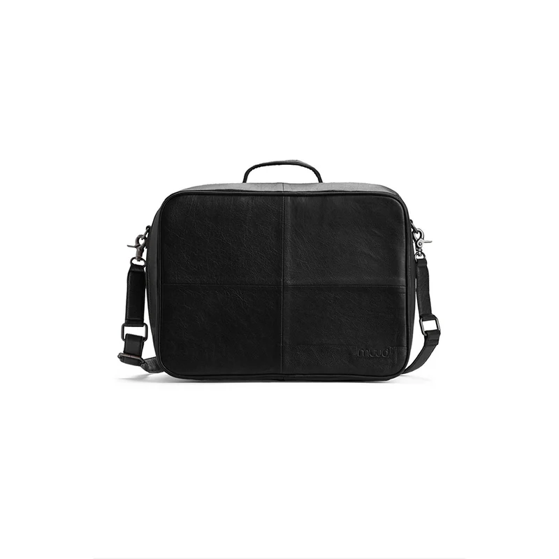 MUUD Mars Black - Handgemaakt leren tas 29x38x28cm