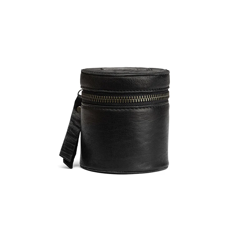 MUUD Helsinki XL Black - Handgemaakt leren ronde kubus voor handwerk accessoires 9.5x9cm