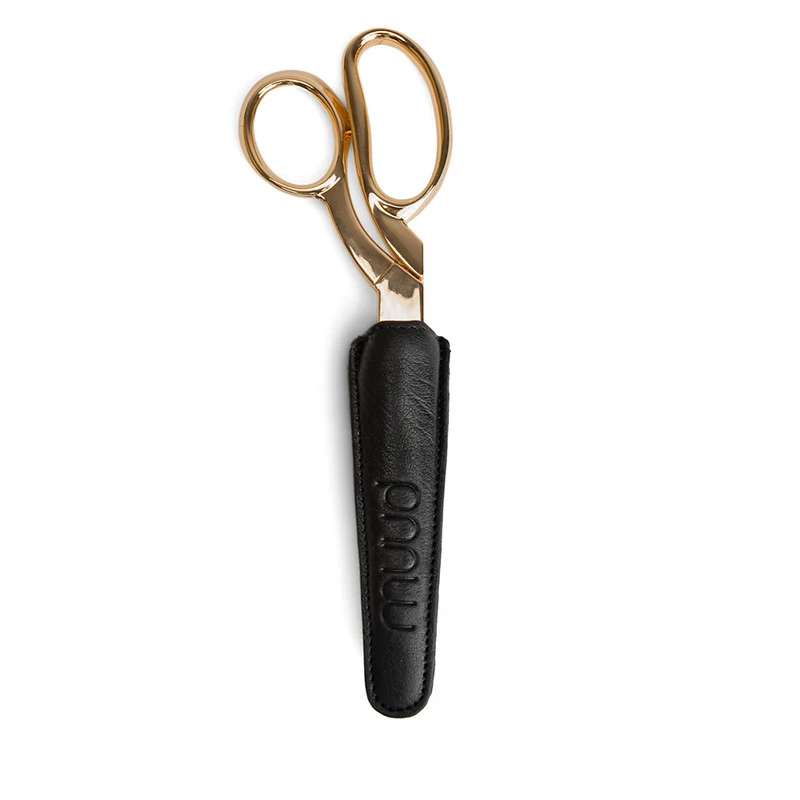 MUUD Etúi Black - Handgemaakt leren etui voor schaar 12x2x4cm