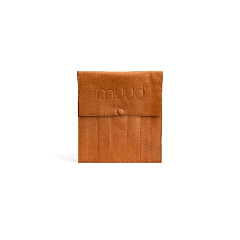 MUUD Oslo Whisky - Handgemaakt leren etuit voor sokkennaalden en verwisselbare breinaalden 22x19cm