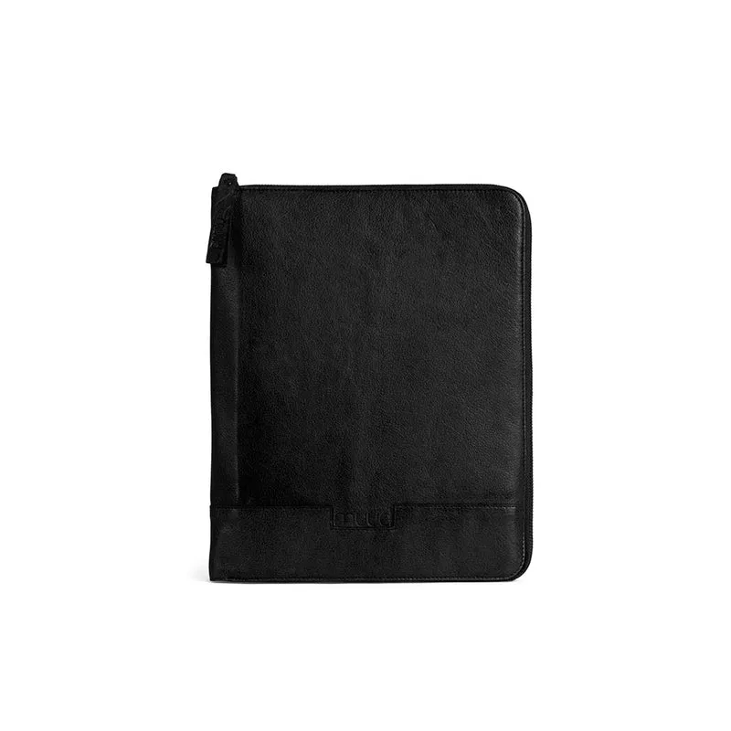MUUD Göteborg Black - Handgemaakt leren etuit voor breinaalden 32x26cm