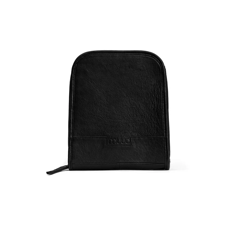 MUUD Voss Black - Handgemaakt leren etui voor rondbreinaalden 25x22x16cm