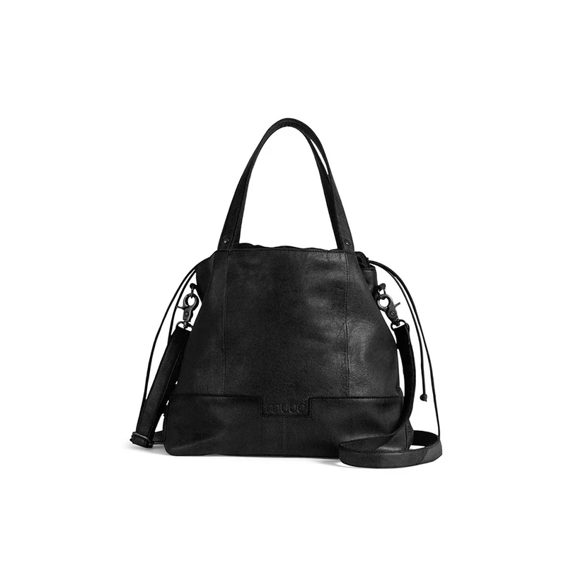 MUUD Lofoten Black - Handgemaakt leren tas voor diverse projecten 26x34x14cm