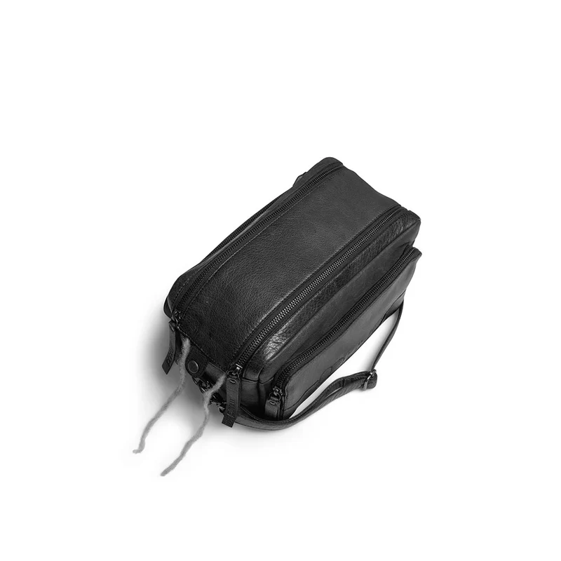 MUUD Stavanger Black - Handgemaakt leren crossbody tas 16x26cm