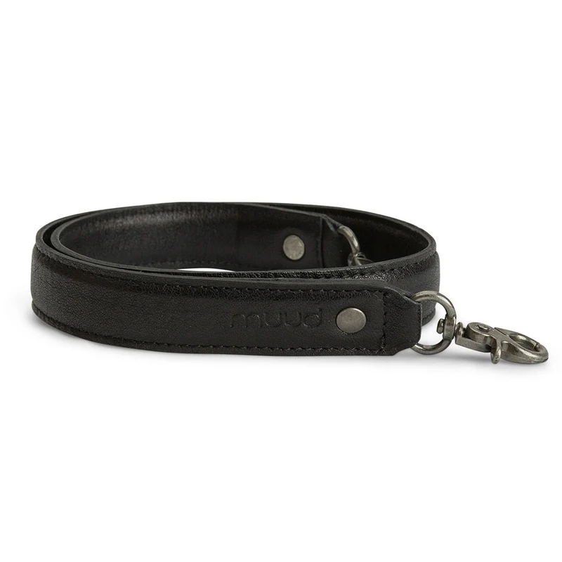 MUUD Hudson XL Black - Handgemaakt leren tashengsel 2x70 cm