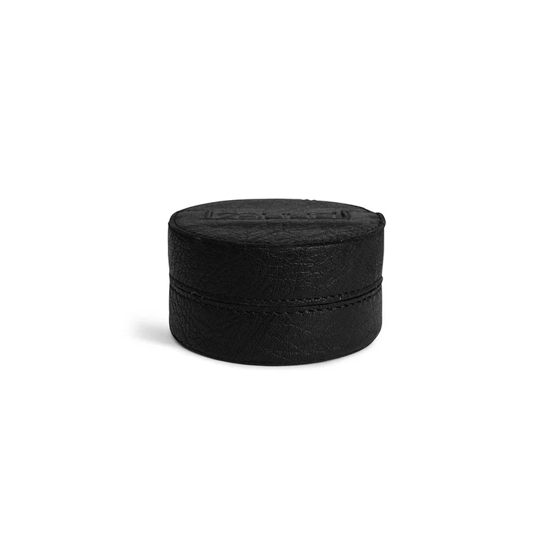 MUUD Emeli Black - Handgemaakt leren ronde kubus voor naalden 4x8cm