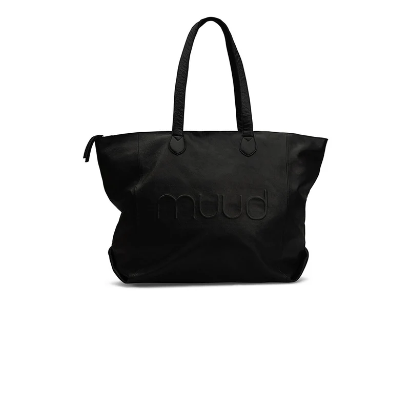 MUUD Laura weekendtas Black - Handgemaakt leren weekendtas 38x57x40x20cm