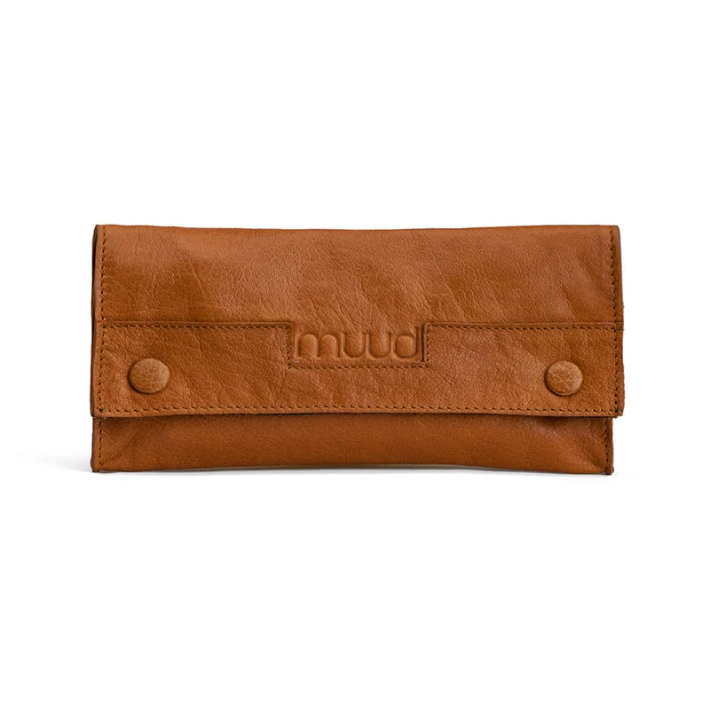 MUUD Liv Whisky - Handgemaakt leren etui voor naalden, pennen en potloden 10x21cm