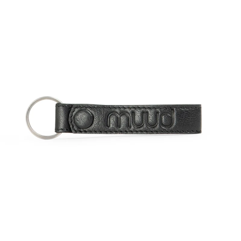 MUUD Dex Black - Handgemaakt leren sleutelhanger 10x2cm