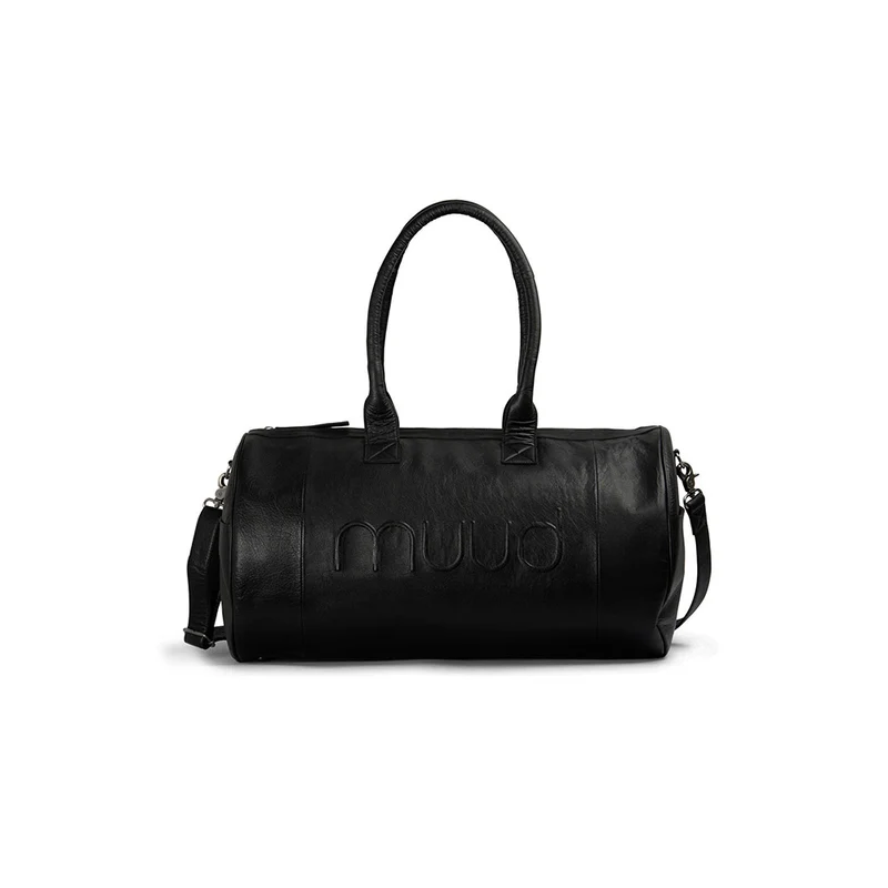 MUUD Drew Black - Handgemaakt leren weekendtas 28x28x50cm