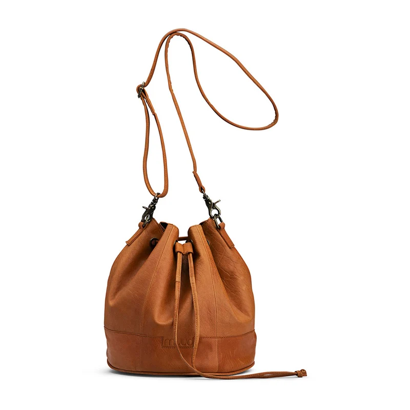MUUD Donna Whisky - Handgemaakt leren tas met trekkoord 26xØ24cm