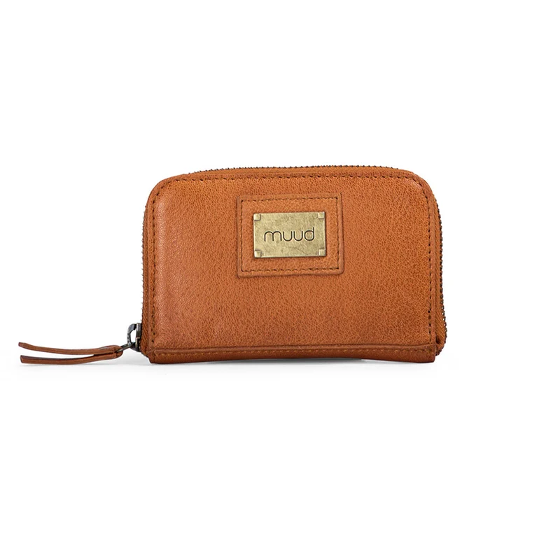 MUUD Daisy Whisky - Handgemaakt leren portemonnee 8x12.5x2cm