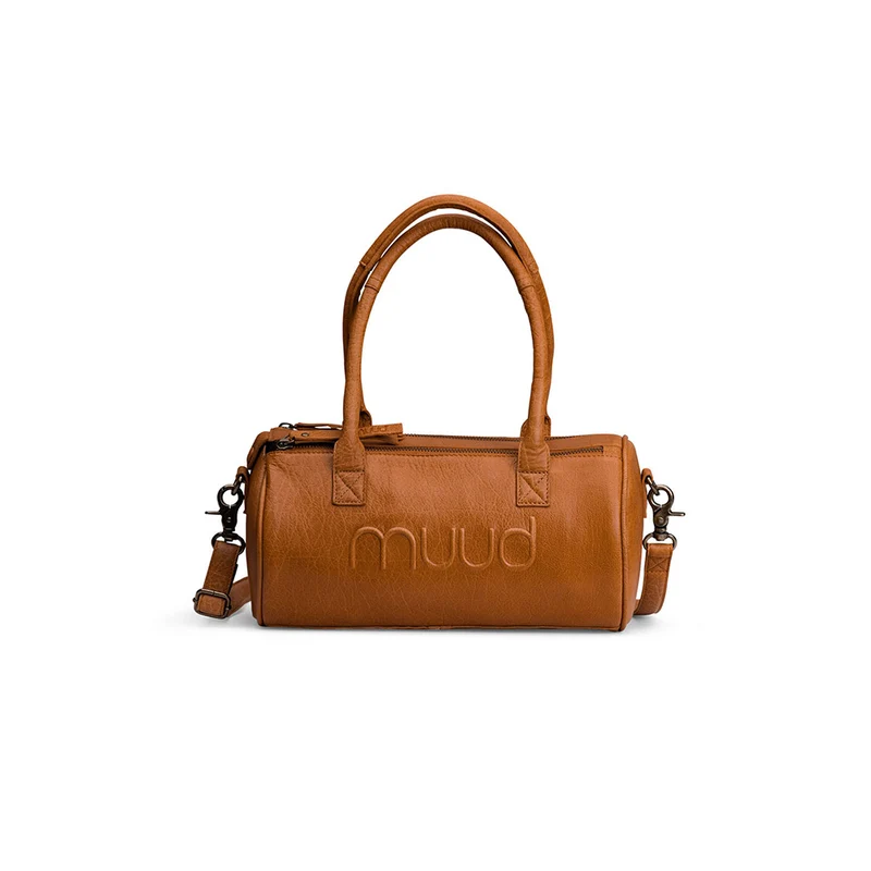 MUUD Drew mini Whisky - Handgemaakt leren crossbody tas 29xØ15cm