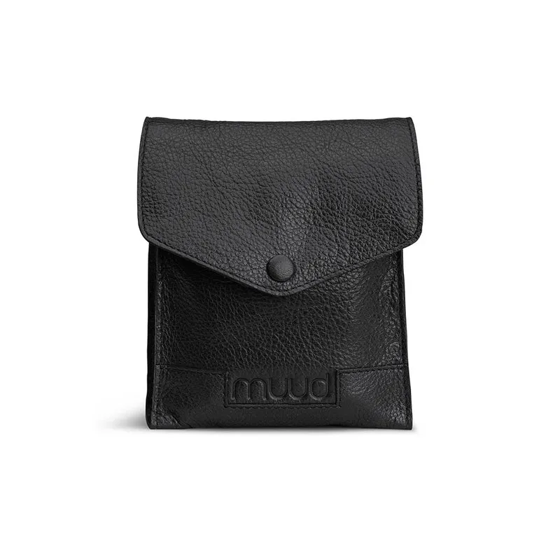 MUUD Betina Black - Handgemaakt leren etuit voor verwisselbare breinaalden 17x13xO23cm