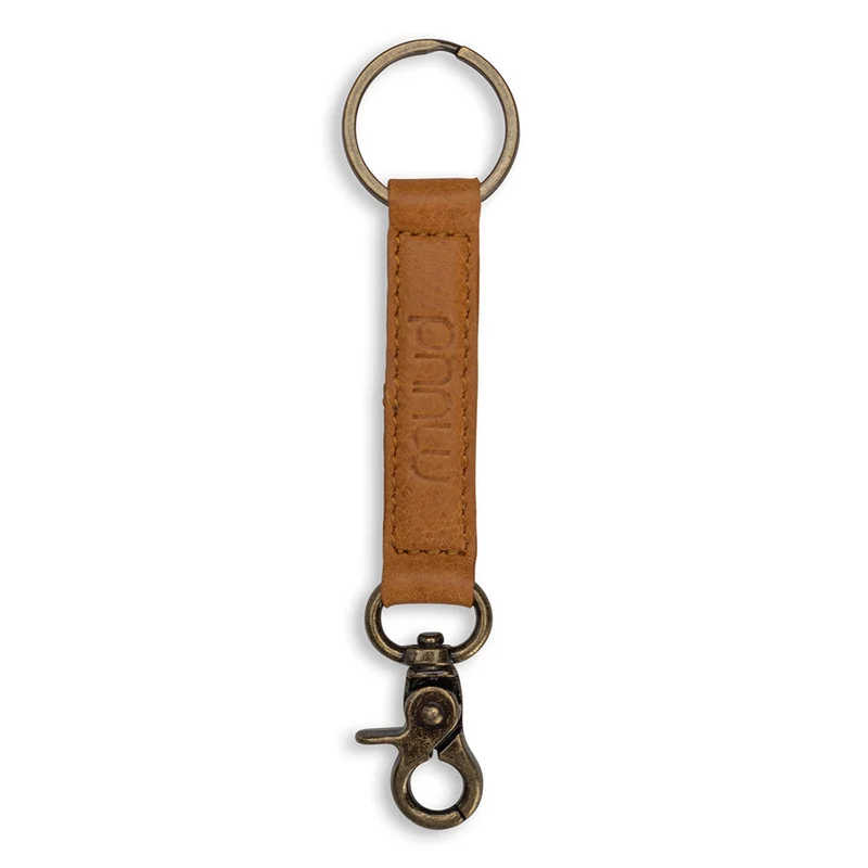 MUUD Deva - Whiskey Handgemaakt leren sleutelhanger met D-ring 13,5 x 3 cm