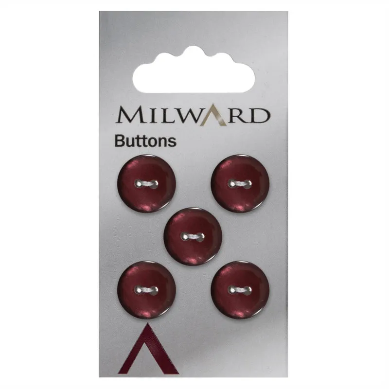 Milward Glanzende Knoop Donkerrood 13mm (5 stuks)