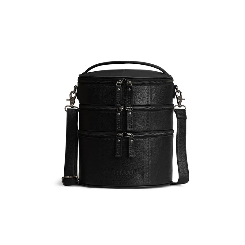 MUUD Bturn Black - Handgemaakt leren tas voor diverse projecten 27xØ25cm