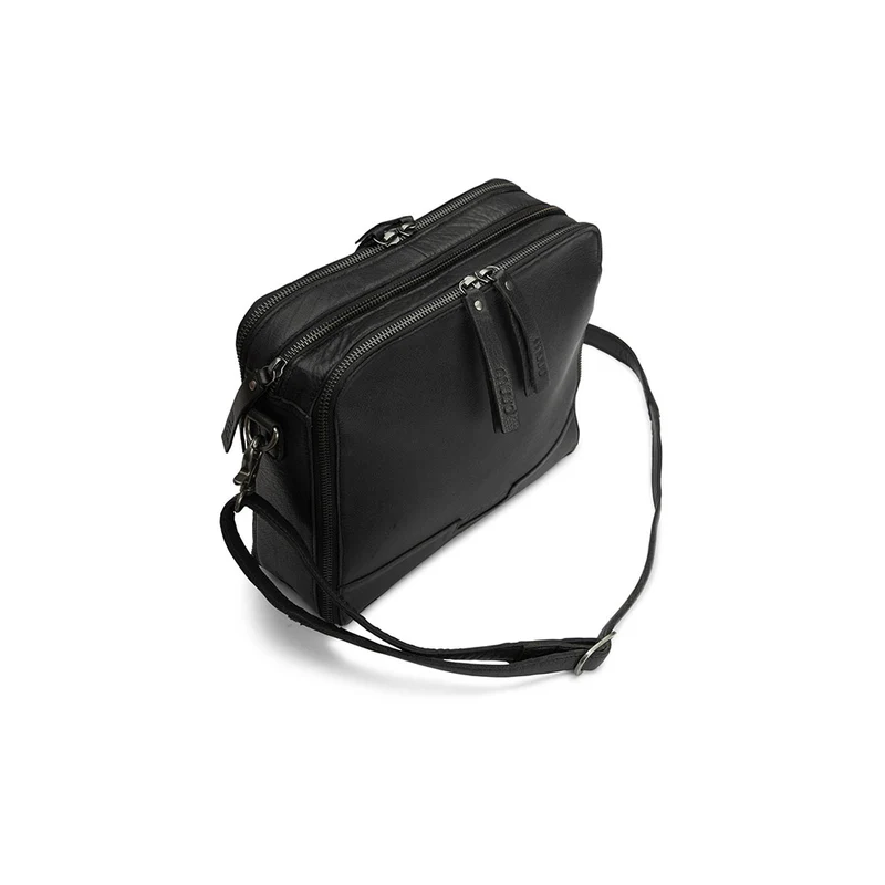 MUUD Cathy Black - Handgemaakt leren schoudertas 28 x 22 x 7 cm