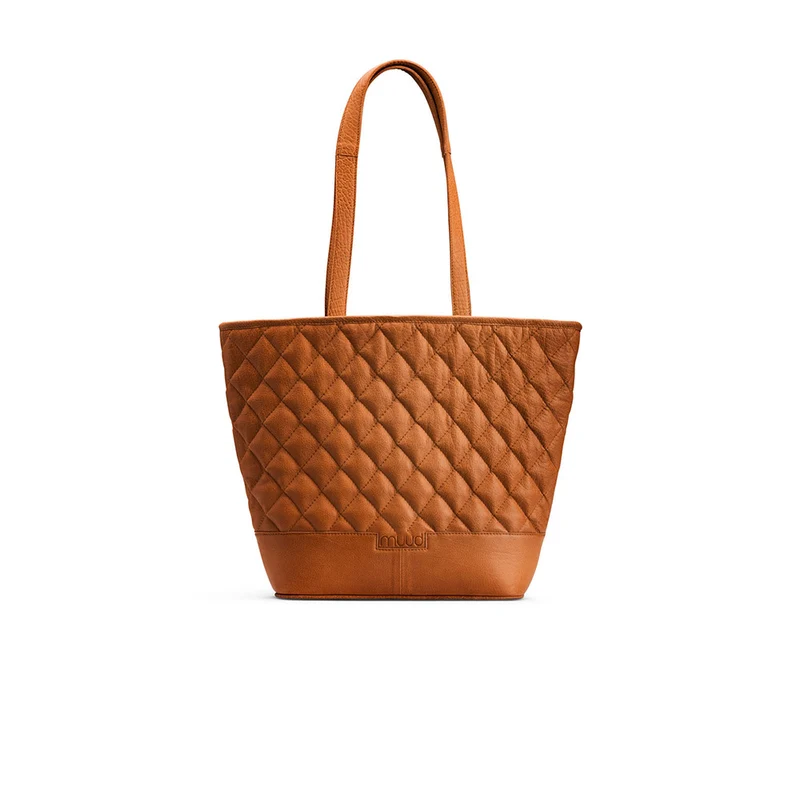 MUUD Betsy Whisky - Handgemaakte exclusieve lederen shopper 36x43x30cm