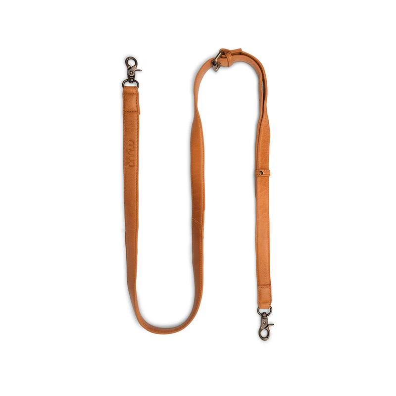 MUUD Caia Whisky - Handgemaakt leren tassen handvat 127-150 x 2 cm