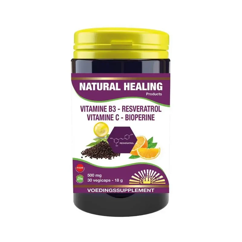 NHP Vitamine B3 Resveratrol Gebufferde Vitamine C Bioperine 30 vcaps
