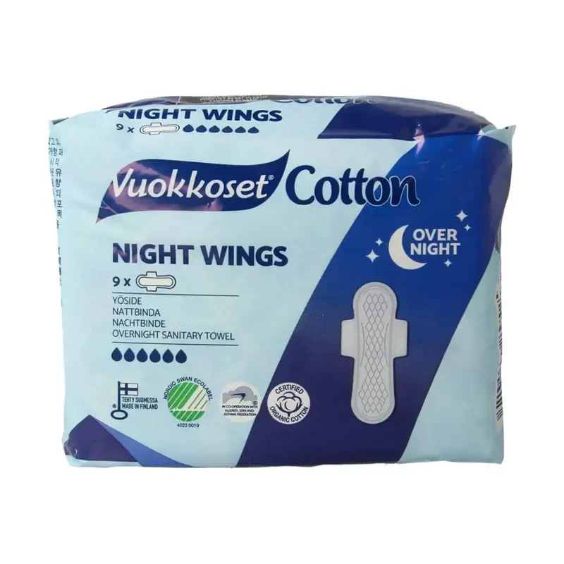Vuokkoset Maandverband nacht wings organisch katoen 12 stuks