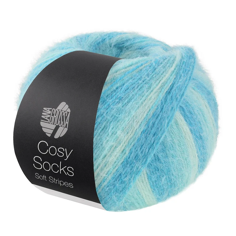 Lana Grossa Cosy Socks Soft Stripes 115 Mint/Lichtturquoise/Turquoise