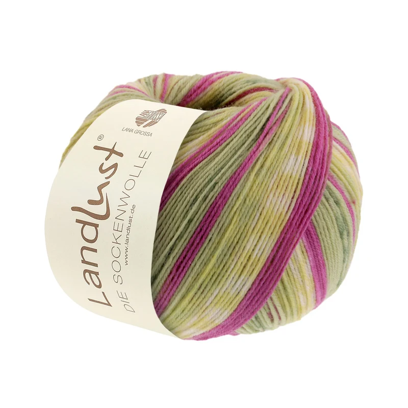 Lana Grossa Landlust Die Sockenwolle 421 Lila/lichtgeel/Crème/lichtgrijs/lichtbeige/grijsgroen