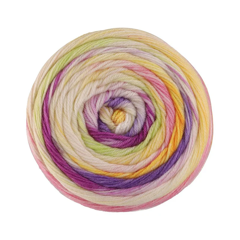 Lana Grossa Meilenweit 100 Dusk 6212 Blauw/rood paars/Crème/lime/geel/lila/roze