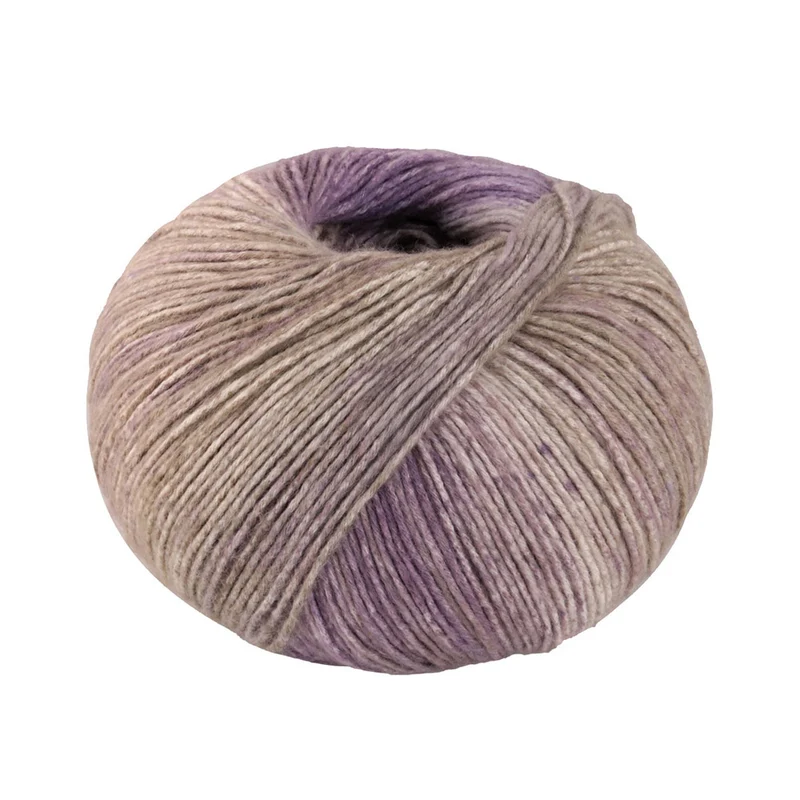 Lana Grossa Gomitolo Mambo 2034 Paars/Grijs Beige/Rauw Wit/Taupe/Vanille/Zand Beige