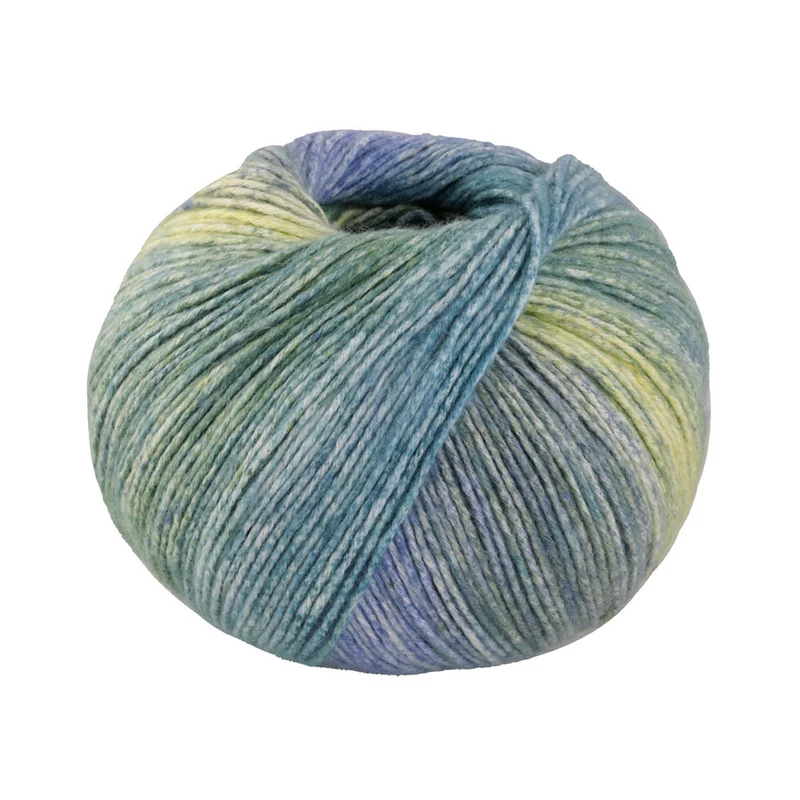 Lana Grossa Gomitolo Mambo 2038 Petrol/Turquoise/Jeans/Violetblauw/Grijsgroen/Citrusgeel/Maigroen