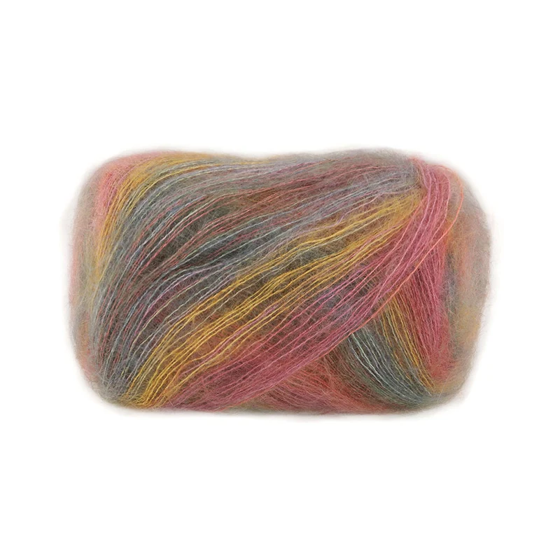 Lana Grossa Cottonhair 106 Omber/bes/okergeel/oudroze/roze/fuchsia/rookblauw